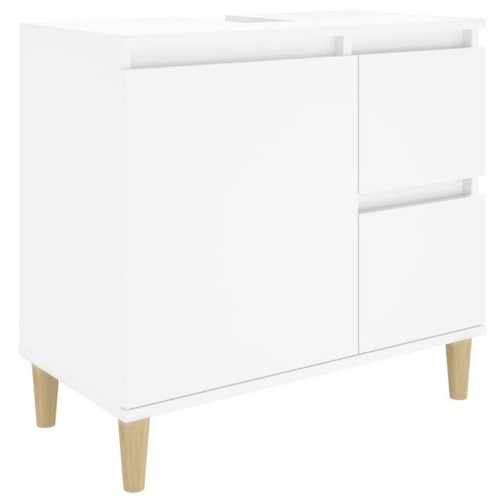 3 Piece Bathroom Cabinet Set - White Engineered Wood with Solid Eucalyptus Feet, Ample Storage, and Modern Design - Premium  from Home Treasures - Just £192.99! Shop now at Home Treasures