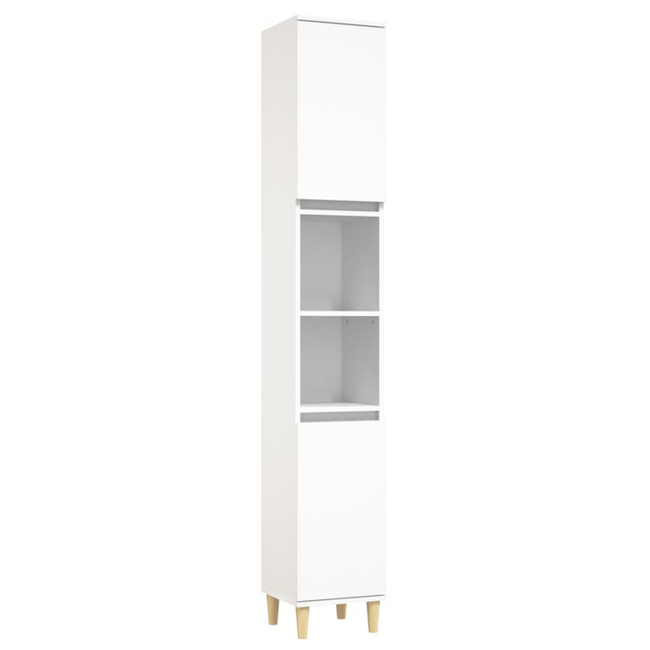 3 Piece Bathroom Cabinet Set - White Engineered Wood with Solid Eucalyptus Feet, Ample Storage, and Modern Design - Premium  from Home Treasures - Just £192.99! Shop now at Home Treasures