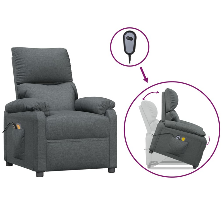 Ultimate Comfort Fabric Stand Up Massage Chair in Dark Grey | Adjustable Backrest & Footrest | 6-Point Vibrating Massage | Perfect for Elderly - Premium  from Home Treasures - Just £306.99! Shop now at Home Treasures