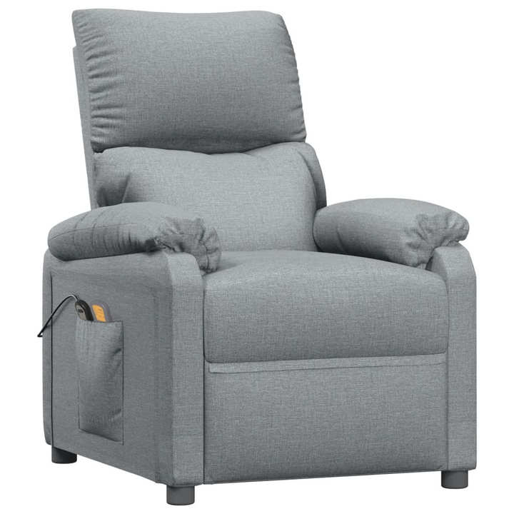 Comfortable Fabric Stand Up Massage Chair in Light Grey with 6-Point Vibration Massage - Adjustable Backrest & Footrest, Electric Lifting Function, and Handy Side Pocket - Premium  from Home Treasures - Just £310.99! Shop now at Home Treasures