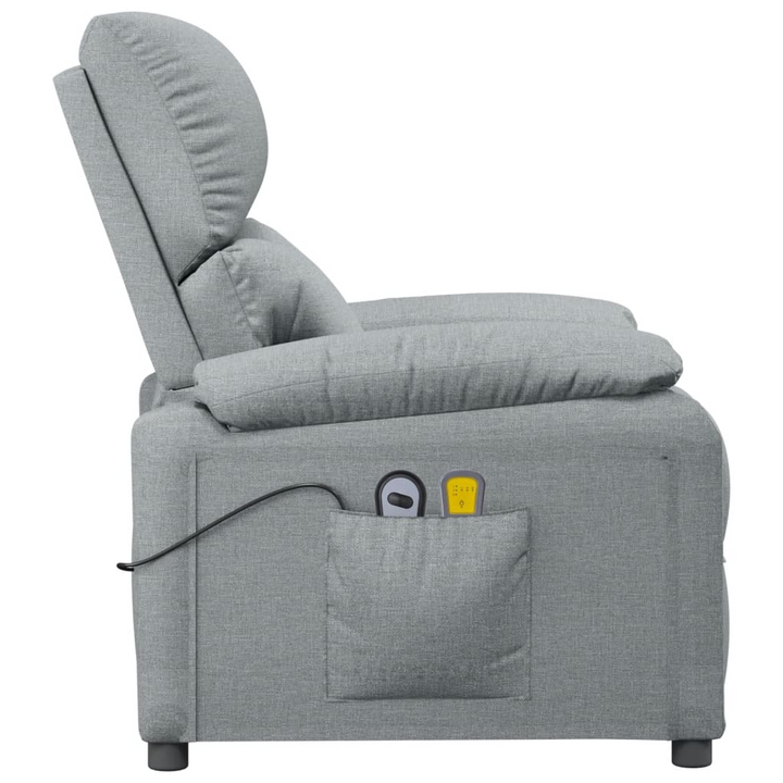 Comfortable Fabric Stand Up Massage Chair in Light Grey with 6-Point Vibration Massage - Adjustable Backrest & Footrest, Electric Lifting Function, and Handy Side Pocket - Premium  from Home Treasures - Just £310.99! Shop now at Home Treasures