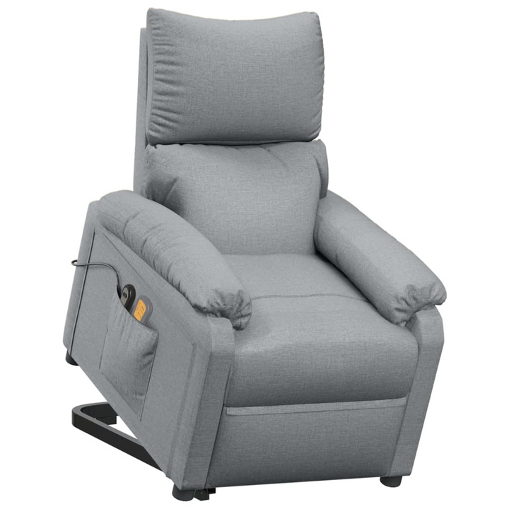 Comfortable Fabric Stand Up Massage Chair in Light Grey with 6-Point Vibration Massage - Adjustable Backrest & Footrest, Electric Lifting Function, and Handy Side Pocket - Premium  from Home Treasures - Just £310.99! Shop now at Home Treasures