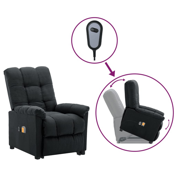 Luxurious Dark Grey Fabric Stand Up Massage Chair - Recliner with 6-Point Vibration Massage and Adjustable Features - Premium  from Home Treasures - Just £319.99! Shop now at Home Treasures