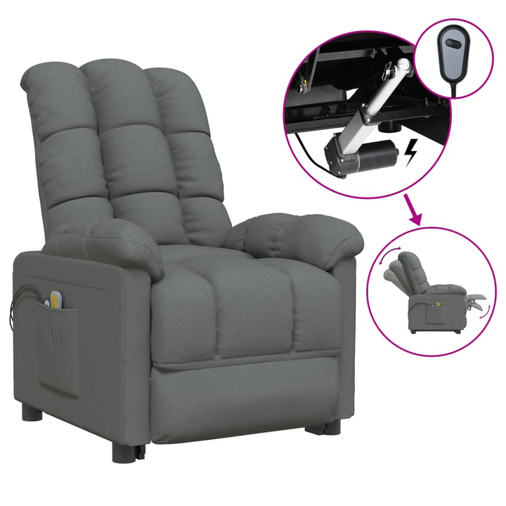 Luxurious Fabric Electric Massage Chair in Dark Grey - Ultimate Comfort with 6-Point Vibration Massage & Adjustable Recline - Premium  from Home Treasures - Just £303.99! Shop now at Home Treasures