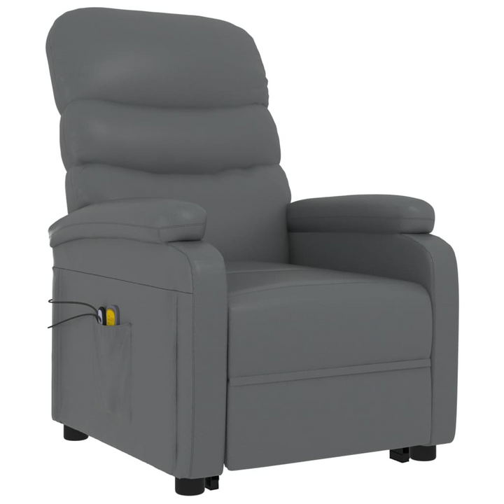 Grey Faux Leather Stand Up Massage Chair - Recliner with Power Lift and 6-Point Vibration Massage - Premium  from Home Treasures - Just £336.99! Shop now at Home Treasures