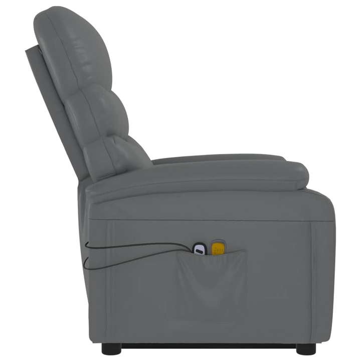 Grey Faux Leather Stand Up Massage Chair - Recliner with Power Lift and 6-Point Vibration Massage - Premium  from Home Treasures - Just £336.99! Shop now at Home Treasures