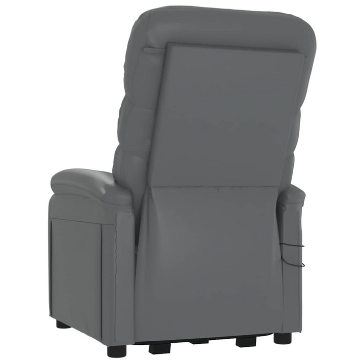 Grey Faux Leather Stand Up Massage Chair - Recliner with Power Lift and 6-Point Vibration Massage - Premium  from Home Treasures - Just £336.99! Shop now at Home Treasures