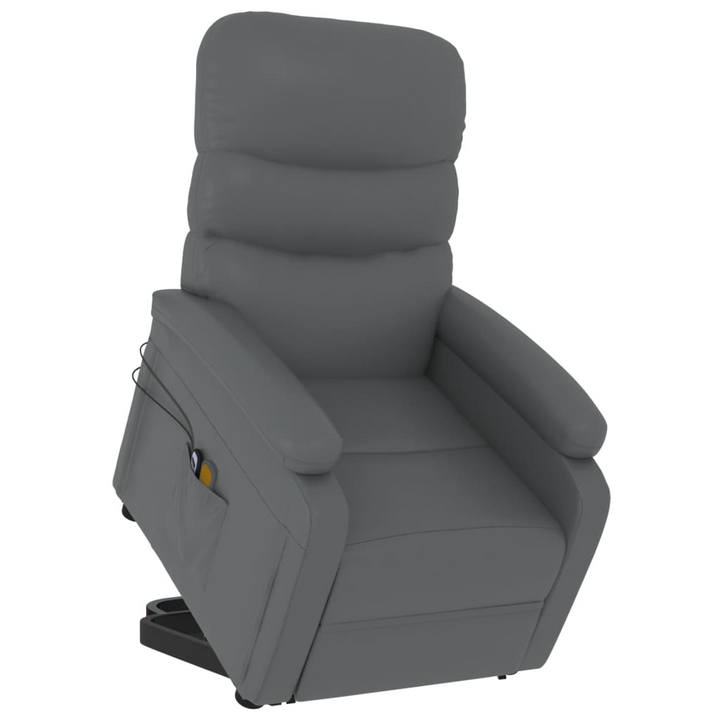 Grey Faux Leather Stand Up Massage Chair - Recliner with Power Lift and 6-Point Vibration Massage - Premium  from Home Treasures - Just £336.99! Shop now at Home Treasures