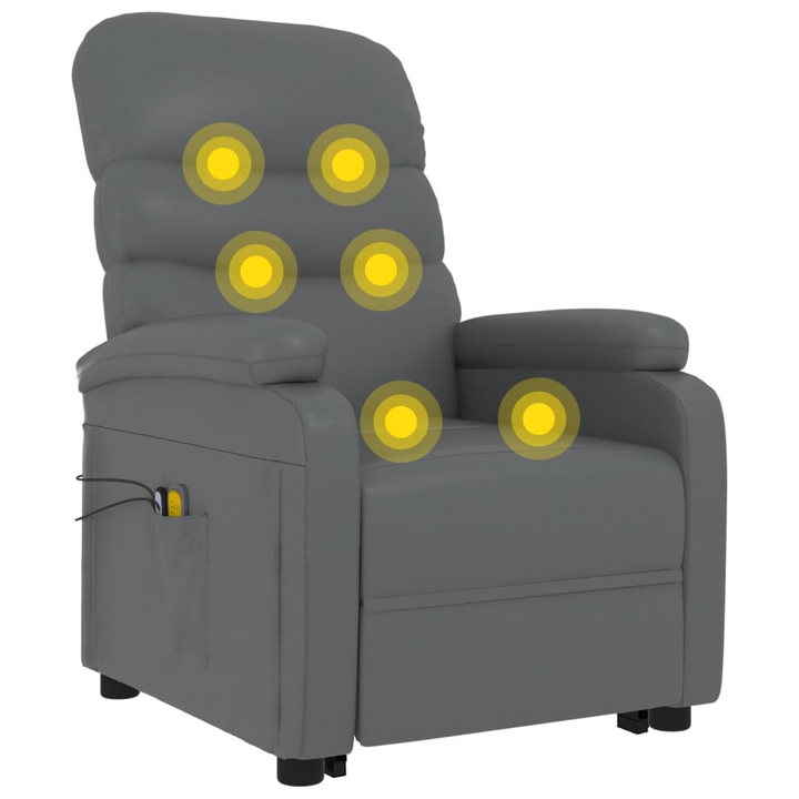 Grey Faux Leather Stand Up Massage Chair - Recliner with Power Lift and 6-Point Vibration Massage - Premium  from Home Treasures - Just £336.99! Shop now at Home Treasures