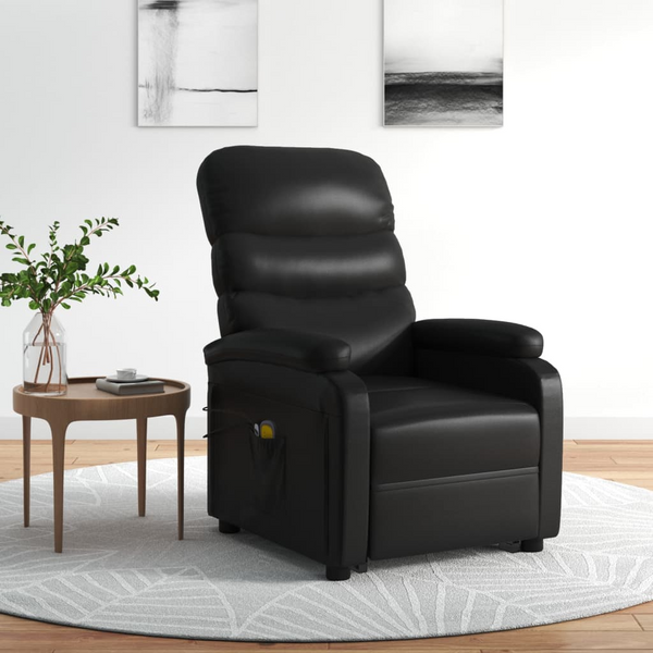 Luxury Faux Leather Stand Up Massage Chair in Black | Adjustable Recliner with 6-Point Vibration Massage - Premium  from Home Treasures - Just £308.99! Shop now at Home Treasures