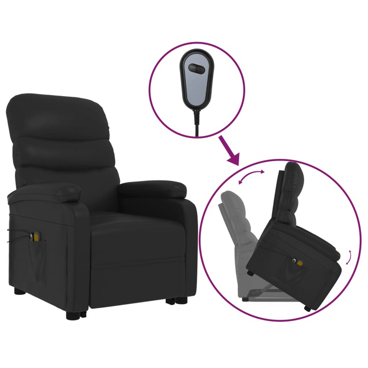 Luxury Faux Leather Stand Up Massage Chair in Black | Adjustable Recliner with 6-Point Vibration Massage - Premium  from Home Treasures - Just £308.99! Shop now at Home Treasures