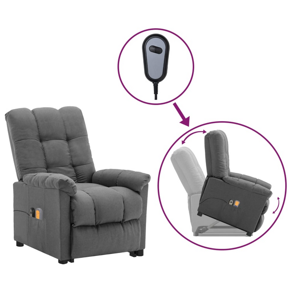 Ergonomic Fabric Stand-Up Massage Chair – Light Grey, Ultimate Comfort & Relaxation with Adjustable Recline and Lifting Function - Premium  from Home Treasures - Just £319.99! Shop now at Home Treasures