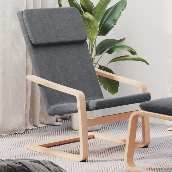 Fabric Relaxing Chair in Dark Grey - Comfortable Ergonomic Design with Durable Birch Wood Frame - Premium  from Home Treasures - Just £77.99! Shop now at Home Treasures