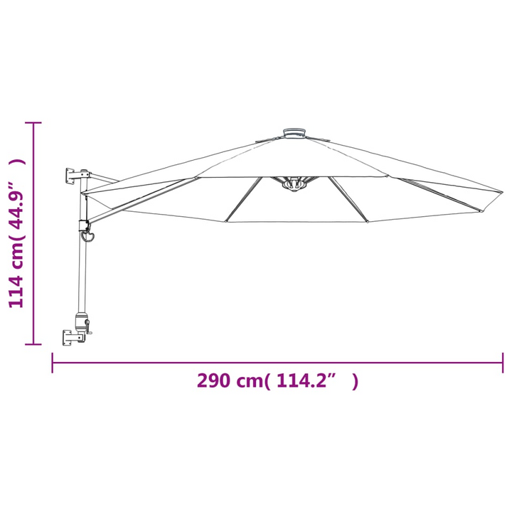 Stylish Wall-Mounted Parasol (Yellow) - UV Protection, 290 x 114 cm, Durable & Adjustable - Premium  from Home Treasures - Just £89.99! Shop now at Home Treasures