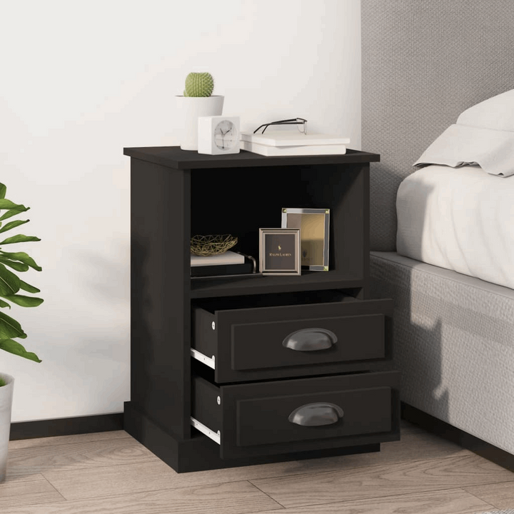 Elegant Black Bedside Cabinets, Set of 2 - 43 x 36 x 60cm - Modern Design with Ample Storage Space - Premium  from Home Treasures - Just £150.99! Shop now at Home Treasures