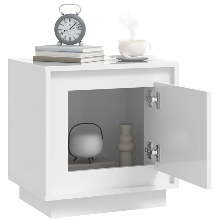 Set of 2 High Gloss White Bedside Cabinets - Modern 44 x 35 x 45cm Nightstands with Ample Storage - Premium  from Home Treasures - Just £50.99! Shop now at Home Treasures