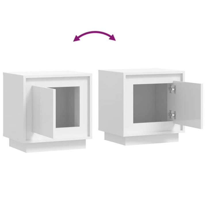 Set of 2 High Gloss White Bedside Cabinets - Modern 44 x 35 x 45cm Nightstands with Ample Storage - Premium  from Home Treasures - Just £50.99! Shop now at Home Treasures