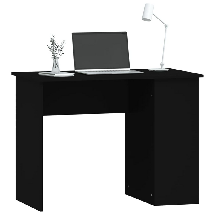 Sleek Black Work Desk with Shelves - 100 x 55 x 75cm | Modern & Minimalist Design | Ample Storage Space | Durable Engineered Wood - Premium  from Home Treasures - Just £63.99! Shop now at Home Treasures