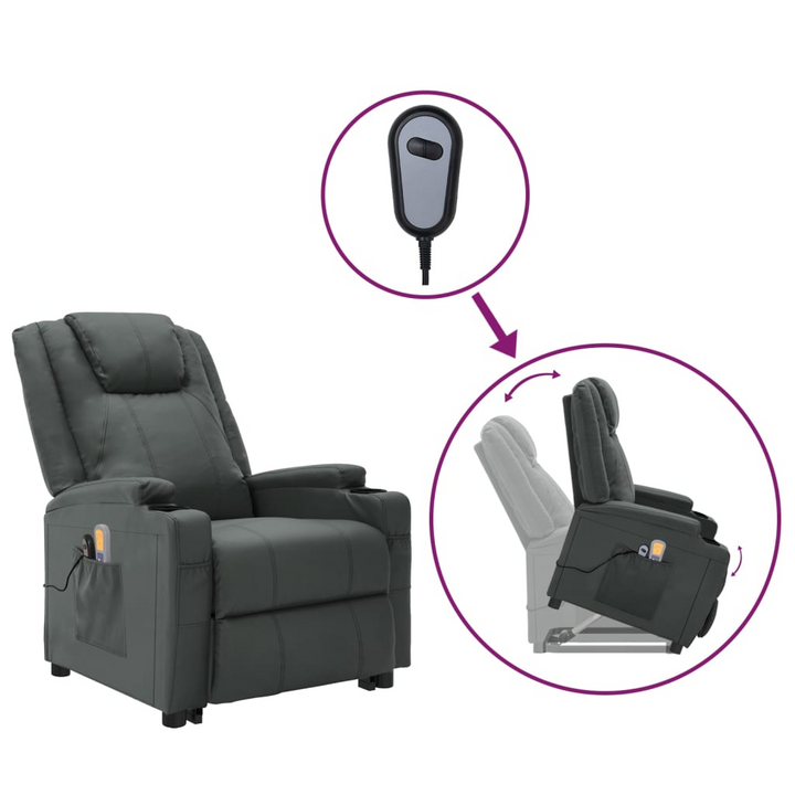 Ultimate Comfort Faux Leather Stand Up Massage Chair in Grey - Adjustable Recliner with 6-Point Massage & Lifting Function - Premium  from Home Treasures - Just £311.99! Shop now at Home Treasures