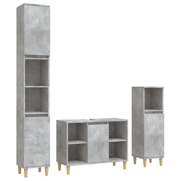 Modern 3 Piece Bathroom Furniture Set in Concrete Grey - Stylish Engineered Wood Cabinets with Ample Storage - Premium  from Home Treasures - Just £201.99! Shop now at Home Treasures