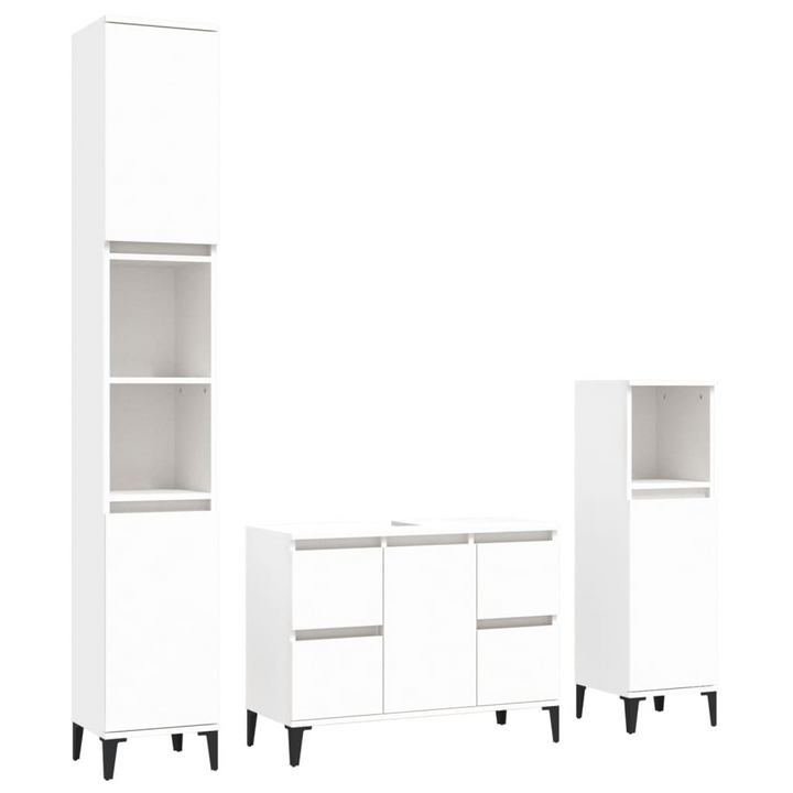 3 Piece Bathroom Furniture Set in White Engineered Wood - Stylish, Durable & Space-Saving - Premium  from Home Treasures - Just £230.99! Shop now at Home Treasures