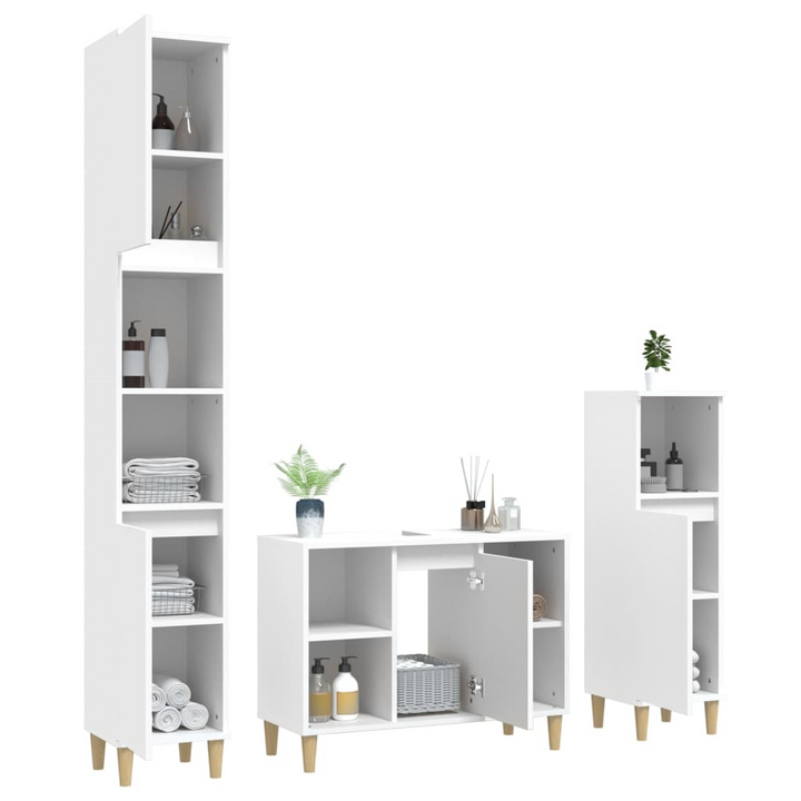 3 Piece Bathroom Furniture Set in White - Stylish & Durable Engineered Wood with Ample Storage Space - Premium  from Home Treasures - Just £197.99! Shop now at Home Treasures