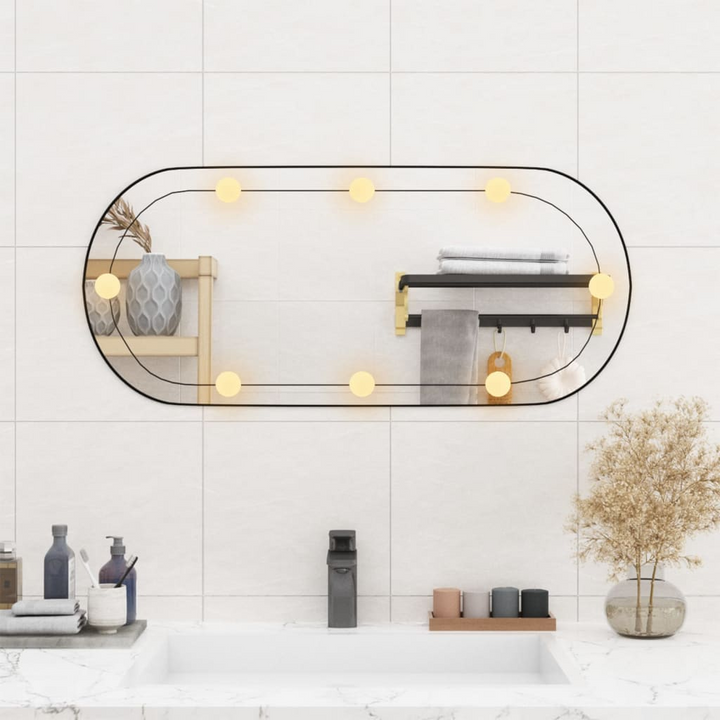 Modern Oval Wall Mirror with LED Lights - 35x80 cm - Adjustable Light Modes & USB Interface - Premium  from Home Treasures - Just £47.99! Shop now at Home Treasures