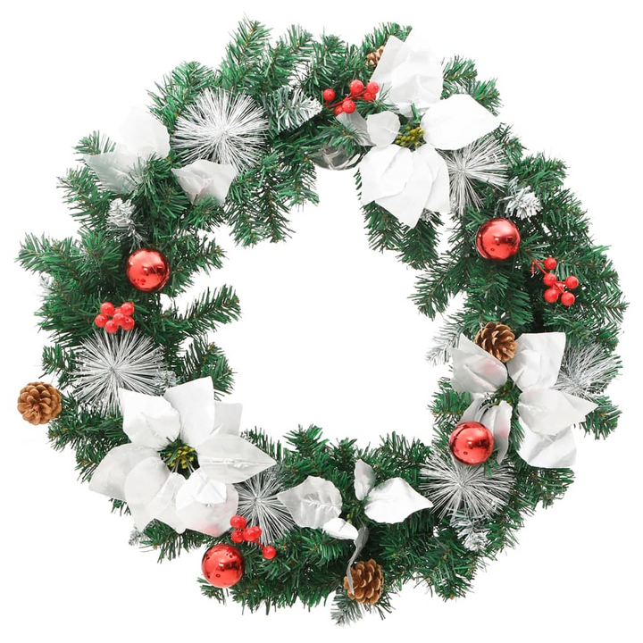 Christmas Wreath with LED Lights - Green, PVC, Festive Decor for Indoor & Outdoor - Premium  from Home Treasures - Just £20.99! Shop now at Home Treasures