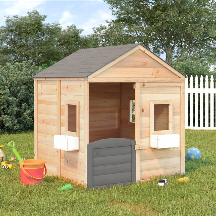 Solid Fir Wood Playhouse with Lockable Door & Flower Pots - Outdoor Fun for Kids - Premium  from Home Treasures - Just £320.99! Shop now at Home Treasures