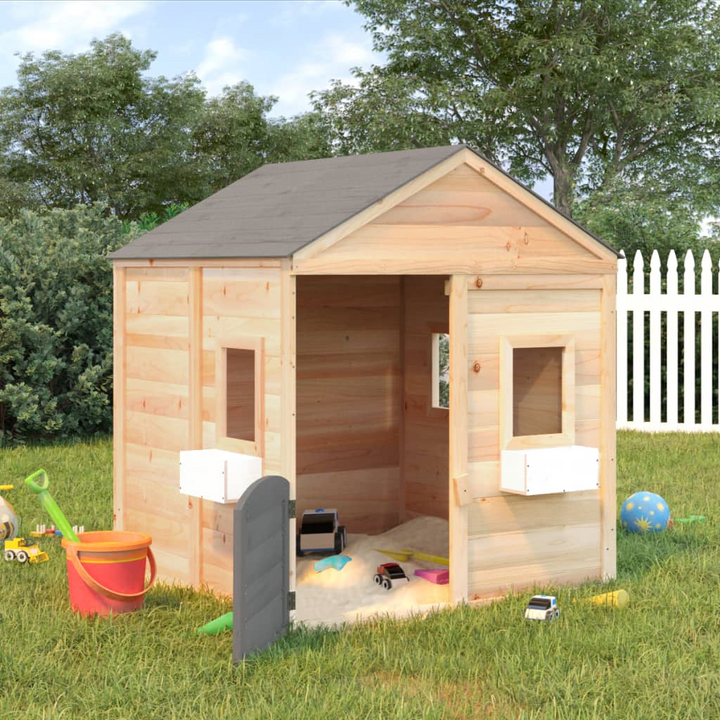 Solid Fir Wood Playhouse with Lockable Door & Flower Pots - Outdoor Fun for Kids - Premium  from Home Treasures - Just £320.99! Shop now at Home Treasures