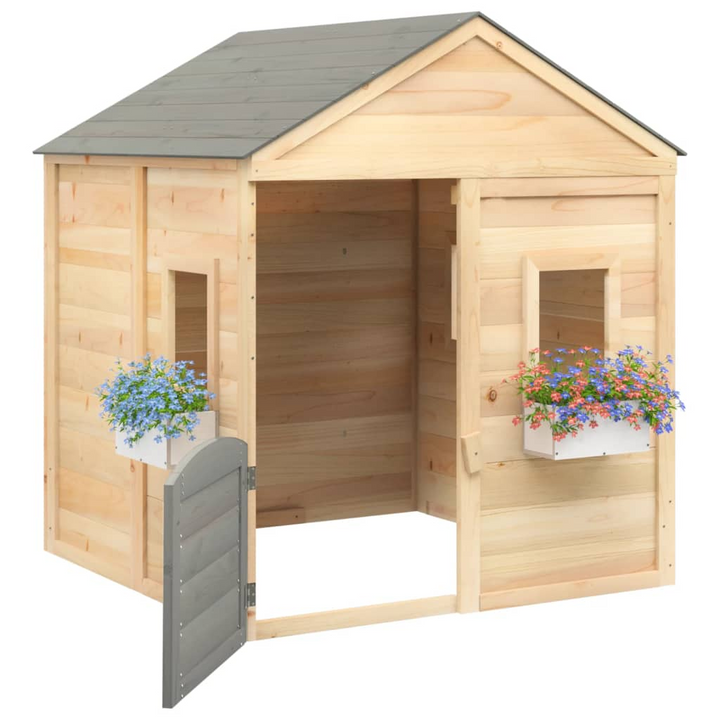 Solid Fir Wood Playhouse with Lockable Door & Flower Pots - Outdoor Fun for Kids - Premium  from Home Treasures - Just £320.99! Shop now at Home Treasures