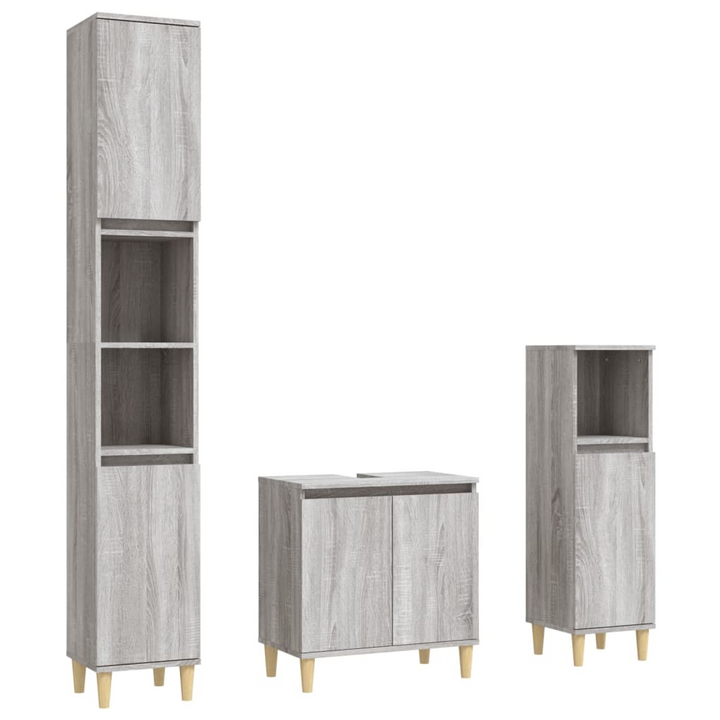 3 Piece Bathroom Furniture Set - Stylish Grey Sonoma Engineered Wood with Ample Storage Space - Premium  from Home Treasures - Just £185.99! Shop now at Home Treasures