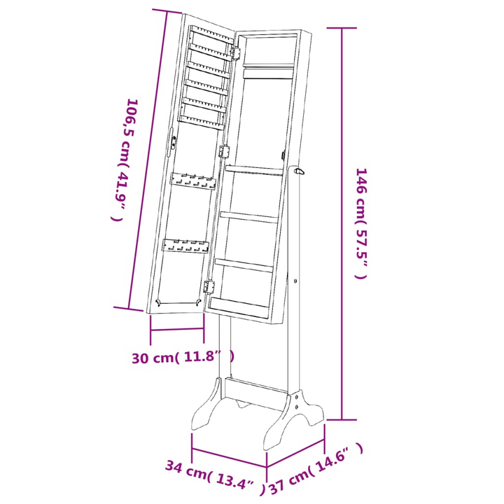 Elegant Free-Standing Mirror with Storage 34x37x146 cm - Full-Length Dressing Mirror for Bedroom and Hallway - Premium  from Home Treasures - Just £80.99! Shop now at Home Treasures