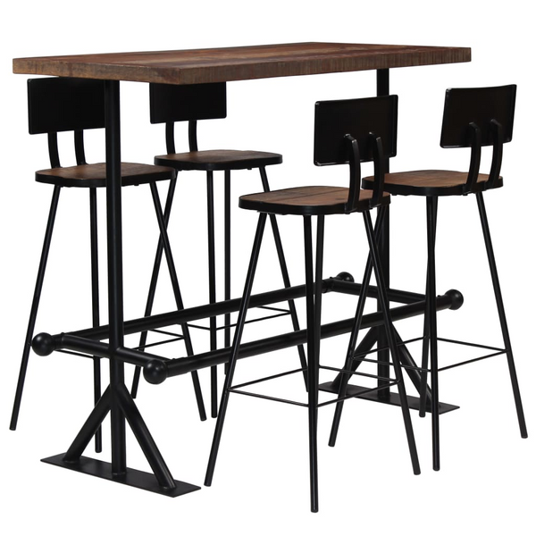 5 Piece Solid Reclaimed Wood Bar Set - Industrial Style Table & Chairs - Eco-Friendly & Unique Design - Premium  from Home Treasures - Just £520.99! Shop now at Home Treasures