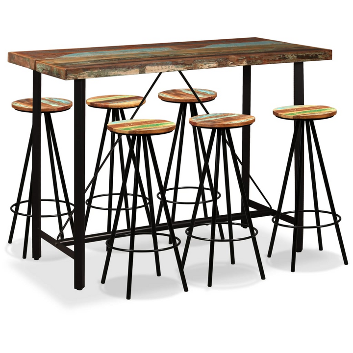 7-Piece Bar Set in Solid Reclaimed Wood - Industrial Style Table & Stools - Eco-Friendly & Durable - Premium  from Home Treasures - Just £736.99! Shop now at Home Treasures