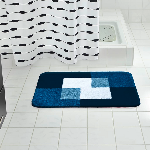 RIDDER Coins Bathroom Rug 60x90 cm in Blue - Super Soft & Non-Slip Bath Mat with Trendy Design, Machine Washable - Premium  from Home Treasures - Just £55.99! Shop now at Home Treasures