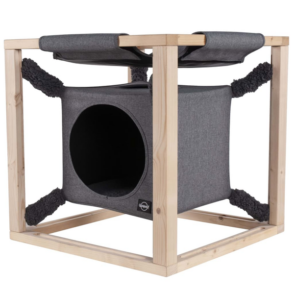 Quapas! Cat Bed with Hammock Catcube Grey M 54x54x54 cm - Cozy and Modern Cat Furniture - Premium  from Home Treasures - Just £75.99! Shop now at Home Treasures