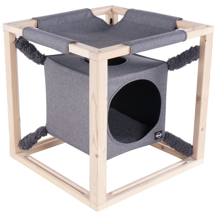 Quapas! Cat Bed with Hammock Catcube Grey M 54x54x54 cm - Cozy and Modern Cat Furniture - Premium  from Home Treasures - Just £75.99! Shop now at Home Treasures