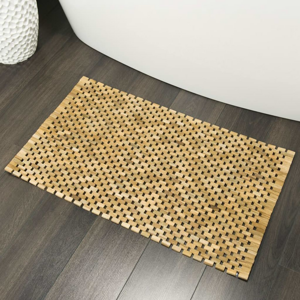 Sealskin Woodblock Bath Mat - Natural Teak, 52x90 cm - Eco-Friendly, Durable, Non-Slip with Suction Cups - Premium  from Home Treasures - Just £76.99! Shop now at Home Treasures