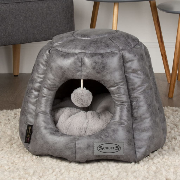 Scruffs & Tramps Knightsbridge Cat Bed - Luxurious Grey 48x38 cm with Roof & Plush Comfort - Premium  from Home Treasures - Just £67.99! Shop now at Home Treasures