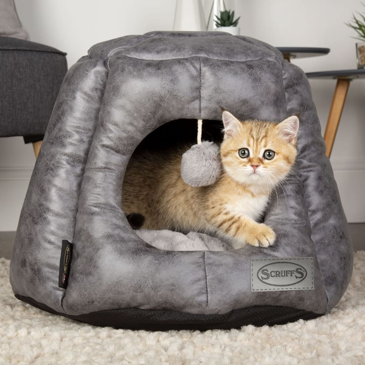 Scruffs & Tramps Knightsbridge Cat Bed - Luxurious Grey 48x38 cm with Roof & Plush Comfort - Premium  from Home Treasures - Just £67.99! Shop now at Home Treasures