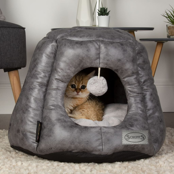 Scruffs & Tramps Knightsbridge Cat Bed - Luxurious Grey 48x38 cm with Roof & Plush Comfort - Premium  from Home Treasures - Just £67.99! Shop now at Home Treasures