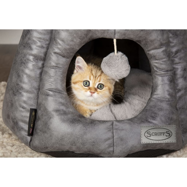 Scruffs & Tramps Knightsbridge Cat Bed - Luxurious Grey 48x38 cm with Roof & Plush Comfort - Premium  from Home Treasures - Just £67.99! Shop now at Home Treasures