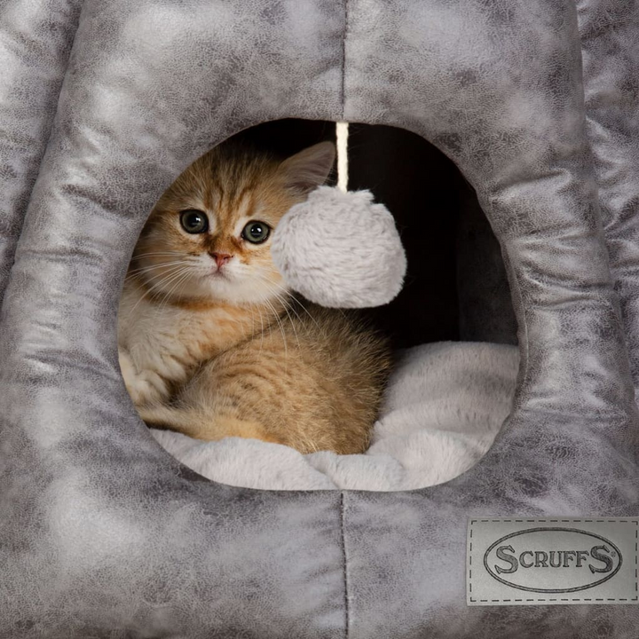 Scruffs & Tramps Knightsbridge Cat Bed - Luxurious Grey 48x38 cm with Roof & Plush Comfort - Premium  from Home Treasures - Just £67.99! Shop now at Home Treasures