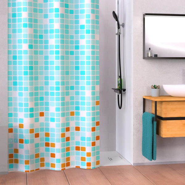 EISL Waterproof Shower Curtain with Blue-Orange Mosaic Design - 200 x 180 cm | Stylish & Durable Polyester for a Dry Bathroom - Premium  from Home Treasures - Just £32.99! Shop now at Home Treasures