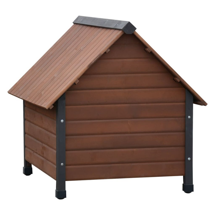 @Pet Dog House with Plastic Flaps Rustique Brown 76x76x72 cm - Sturdy Wood Construction, Transparent Pass-Through Door, Easy to Assemble - Premium  from Home Treasures - Just £139.99! Shop now at Home Treasures