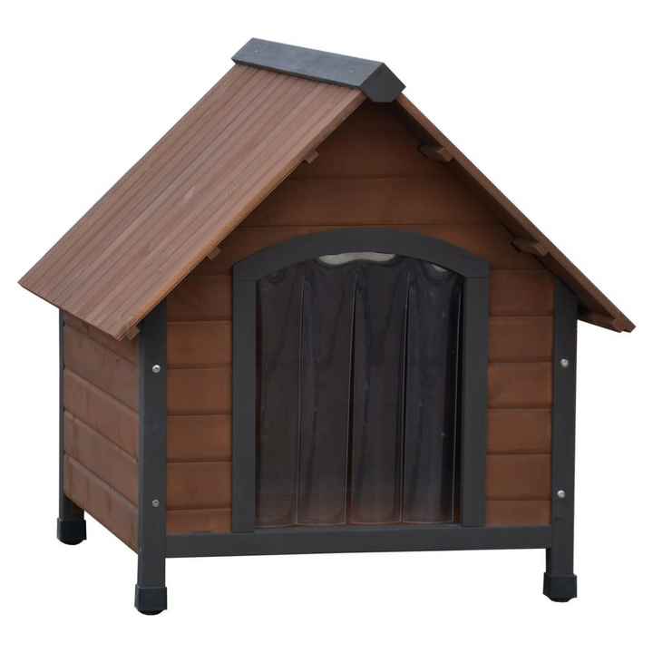 Get the @Pet Dog House with Plastic Flaps Rustique Brown 88x78x80 cm - Comfort and Durability for Your Dog - Premium  from Home Treasures - Just £189.99! Shop now at Home Treasures