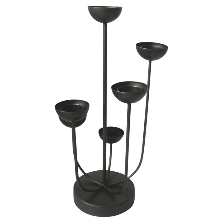 Lesli Living Candle Holder Mira - Elegant 45.5 cm Black Metal Candle Stand with 6 Slots - Premium  from Home Treasures - Just £52.99! Shop now at Home Treasures