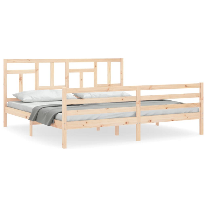 Bed Frame with Headboard Super King Size Solid Wood - Sturdy and Stylish - Premium  from Home Treasures - Just £171.99! Shop now at Home Treasures