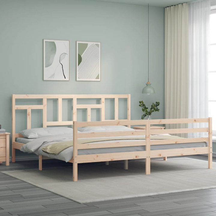 Bed Frame with Headboard Super King Size Solid Wood - Sturdy and Stylish - Premium  from Home Treasures - Just £171.99! Shop now at Home Treasures